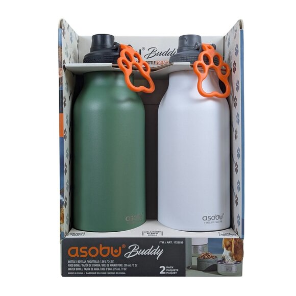 Asobu Buddy Vacuum Insulated Reusabl Bottle Pet Bowl Set 2-Pack Portable Outdoor - Picture 1 of 8